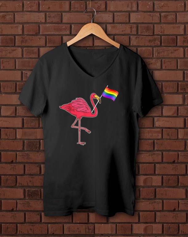 Awesome Gay Pink Flamingo Rainbow Flag Shirt