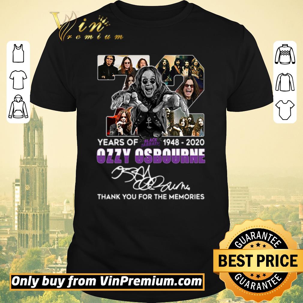 Funny 72 Years Of Black Sabbath 1948 2020 Ozzy Osbourne Thank You For The Memories shirt sweater