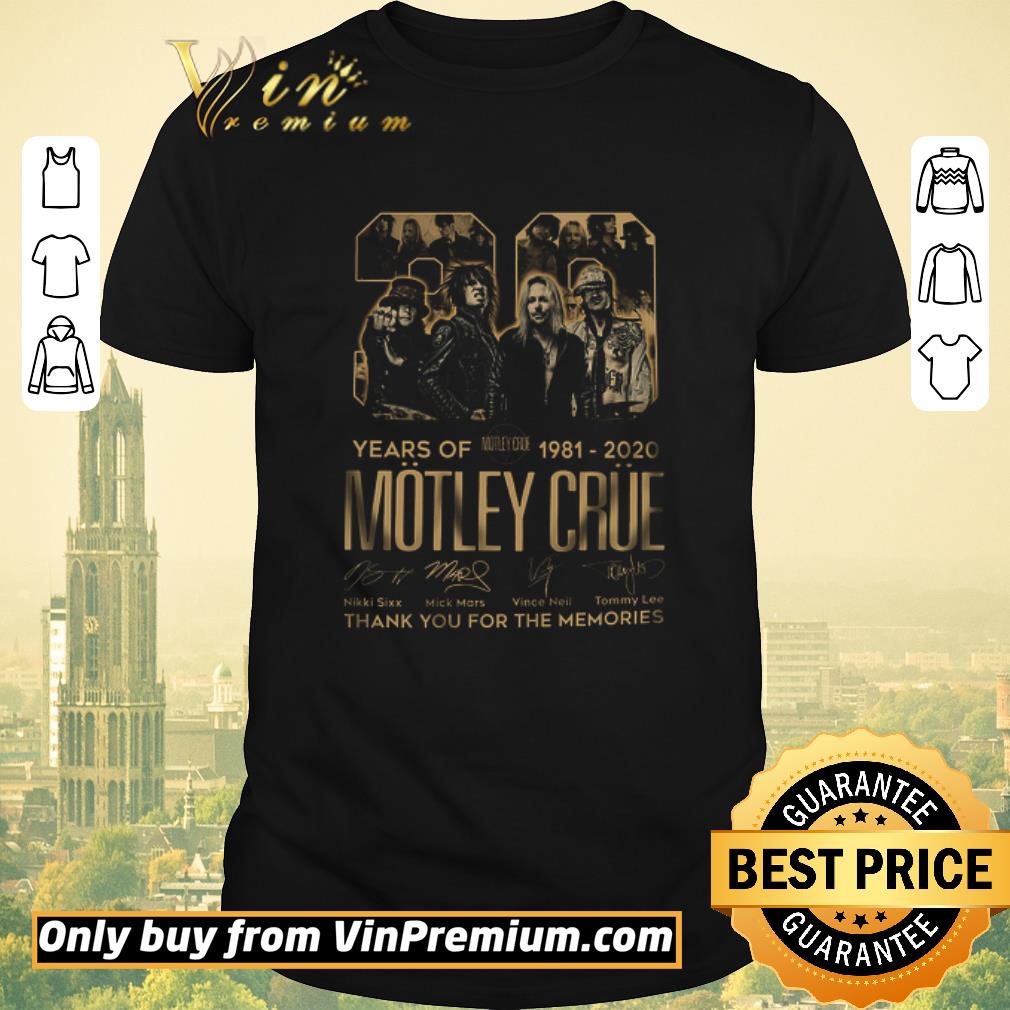 Hot 39 Years Of Motley Crue 1981 2020 Signature Thank You For The Memories shirt sweater