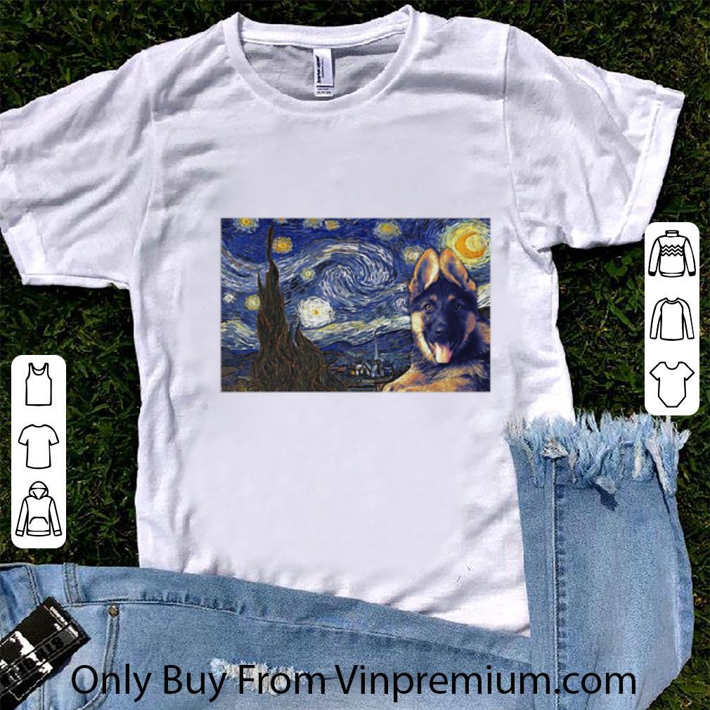 Top Police Dog Starry Night Horizontal Van Gogh shirt