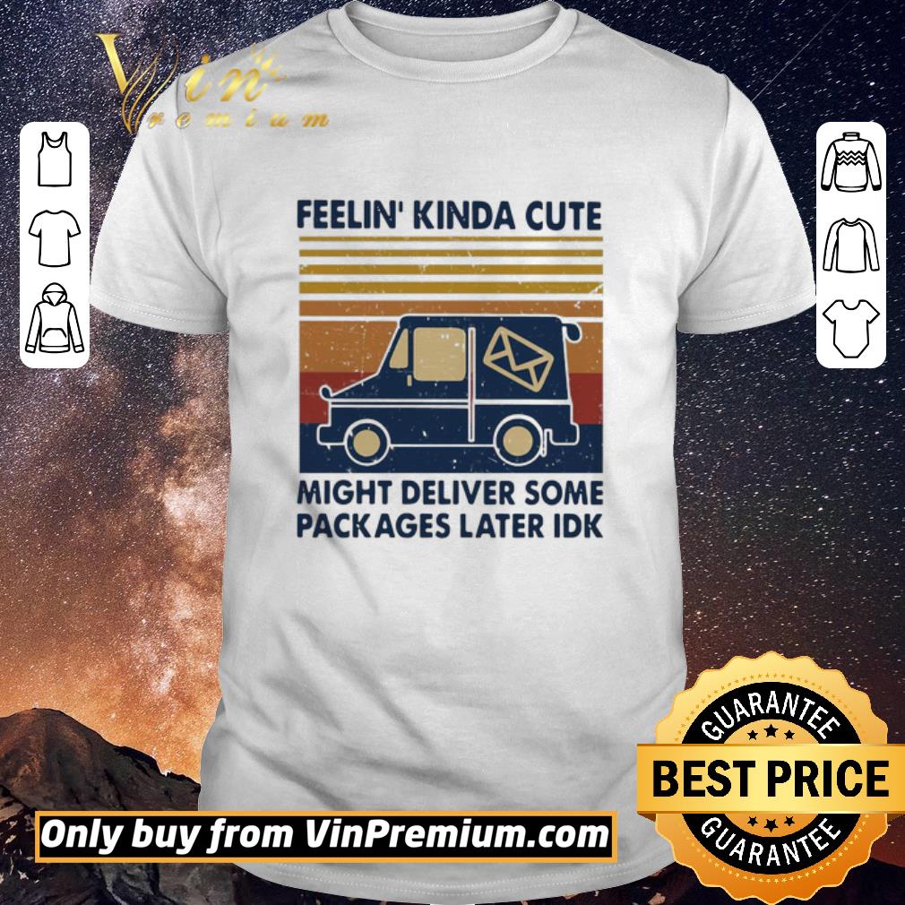 Official Feelin Kinda Cute Might Deliver Some Packages Later Idk Vintage shirt sweater