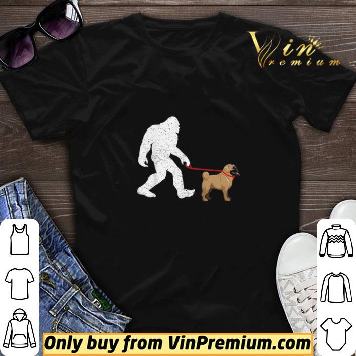 Bigfoot Walking Pug Dog shirt sweater