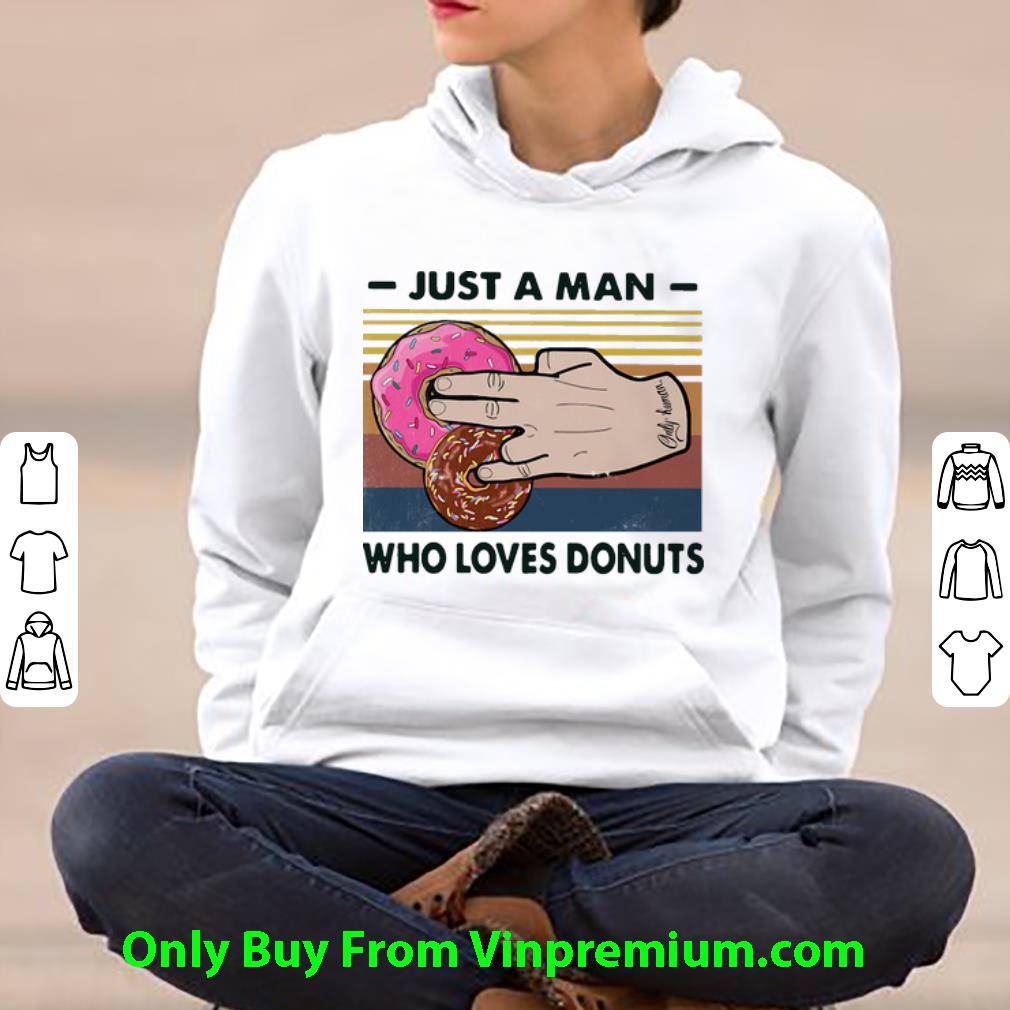 404cf416 great vintage just a man who loves donuts shirt 4 - Great Vintage Just A Man Who Loves Donuts shirt