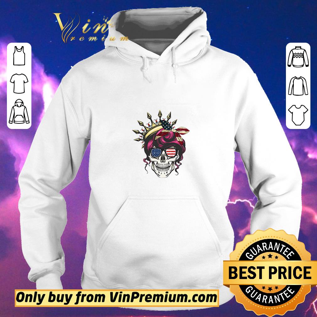 4aabfa2a official queen skull lady american flag bow and glasses woman skull 4th of july shirt sweater 4 - Official Queen Skull Lady American Flag Bow and Glasses Woman Skull 4th of July shirt sweater