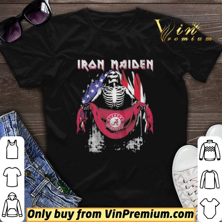 Skeleton Iron Maiden Alabama Crimson Tide Logo American Flag Independence Day shirt sweater