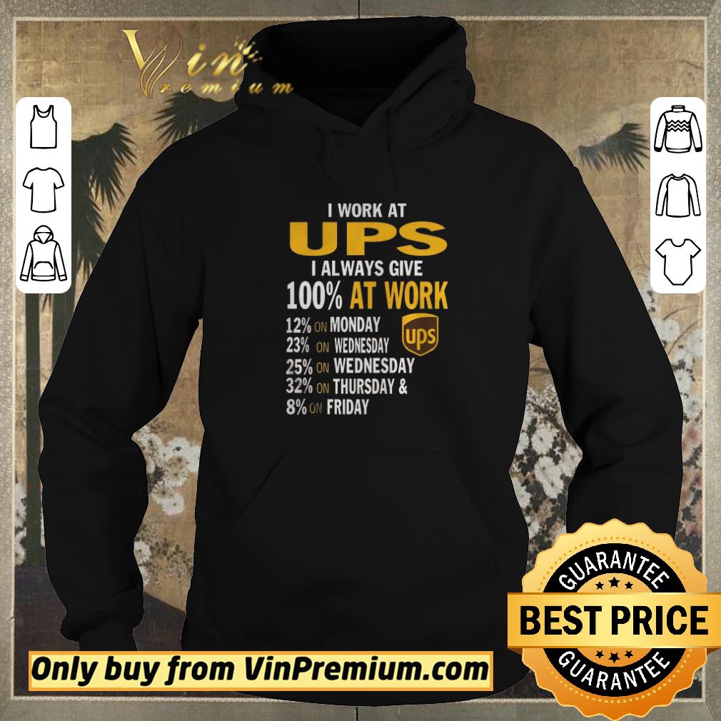 Nice I Work At Ups I Always Give 100% At Work 12% On Monday 23% On Wednesday shirt 69512ea7 nice i work at ups i always give 100 at work 12 on monday 23 on wednesday shirt 4 - Nice I Work At Ups I Always Give 100% At Work 12% On Monday 23% On Wednesday shirt