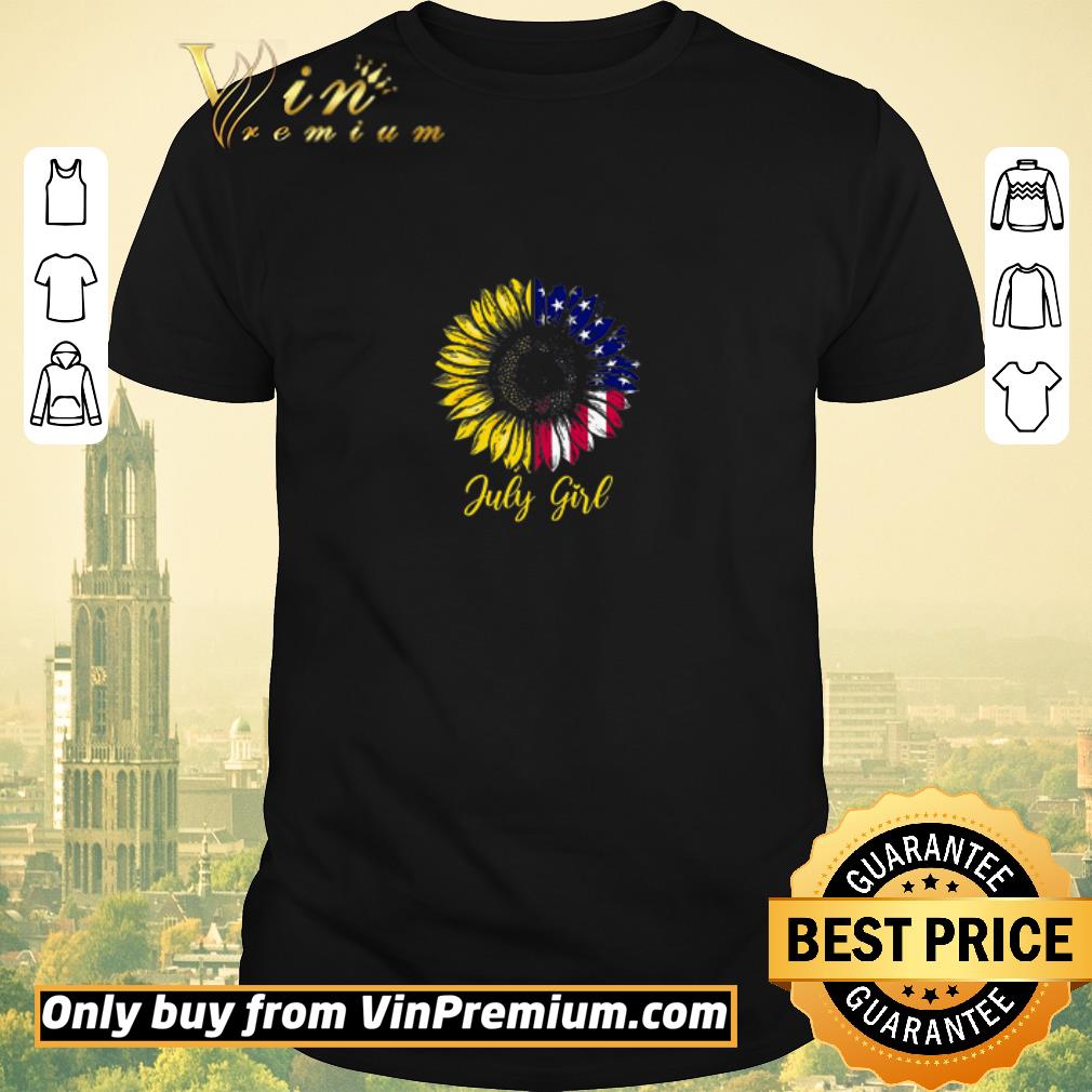 Hot Sunflower American Flag July Girl shirt sweater