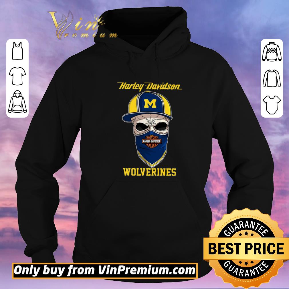 719977da awesome skull mask harley davidson wolverines hat shirt sweater 4 - Awesome Skull mask Harley Davidson Wolverines Hat shirt sweater