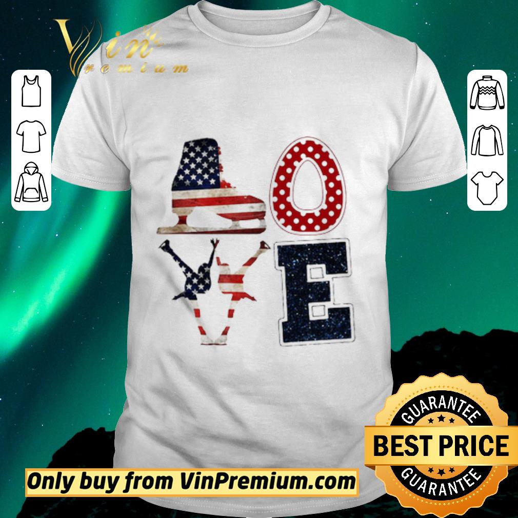 Original Love Ice Skating American Flag 4th Of July Independence Day shirt sweater