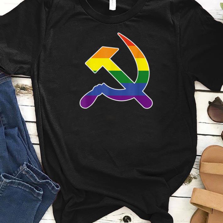 Top Gay Communism LGBT Hammer And Sickle Communist Rainbow Flag Shirt