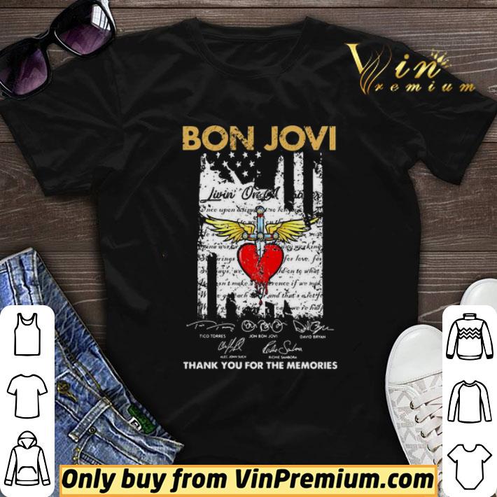 Bon jovi thank you for the memories signatures american flag independence day shirt sweater