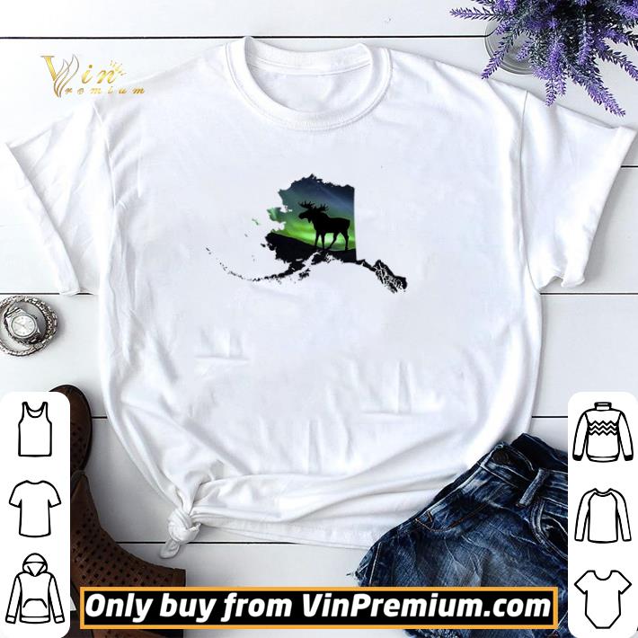 Moose Alaska Map Aurora Cool shirt sweater
