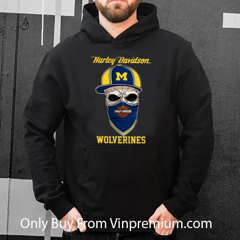 acb2248e nice skull mask harley davidson michigan wolverines hat shirt 4 - Nice Skull Mask Harley Davidson Michigan Wolverines Hat shirt