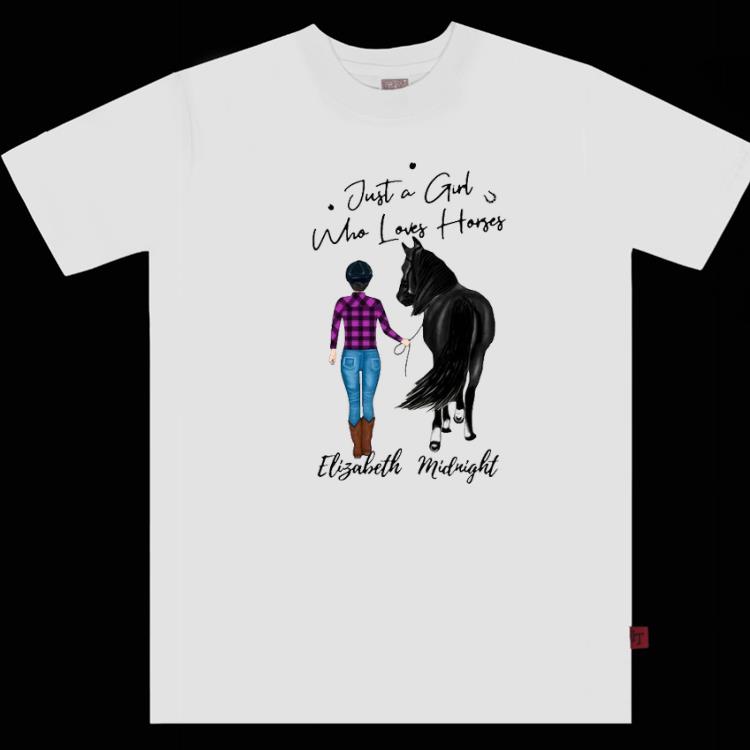 Awesome Just A Girl Who Loves Horse Elizabeth Midnight Shirt