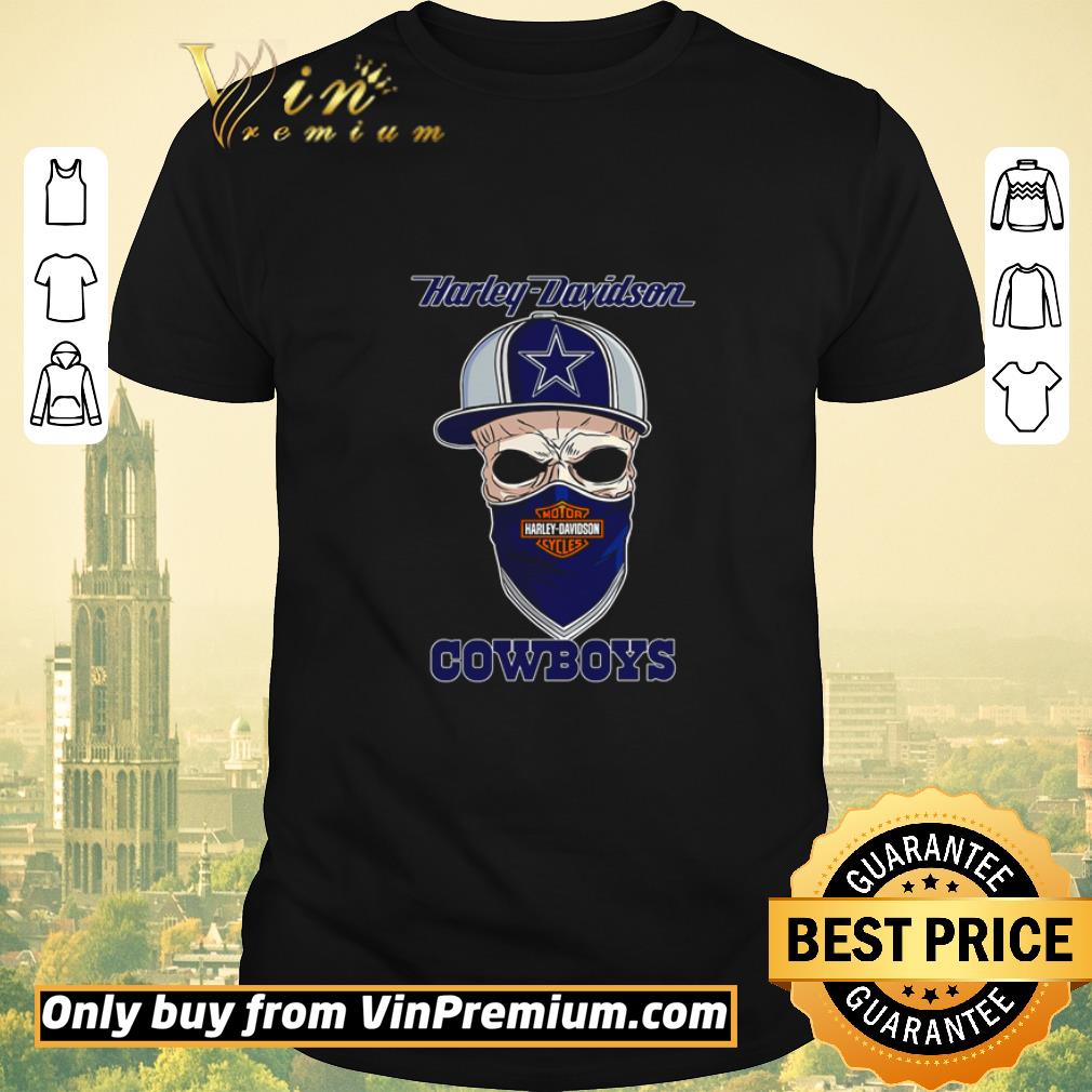Awesome Dallas Cowboys skull wearing Harley-Davidson Cycles mask shirt sweater