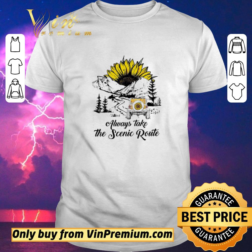 Funny Jeep Sunflower Always Take The Scenic Route On The Mountain shirt sweater