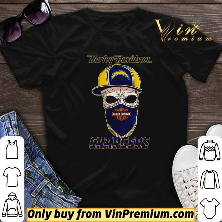 Los Angeles Chargers skull wearing Harley-Davidson Cycles mask shirt sweater