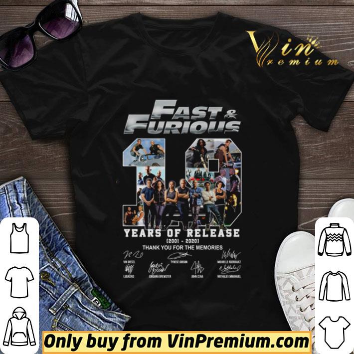 Premium Fast and furious 10 years of release 2001-2020 thank you for the memories signatures shirt sweater
