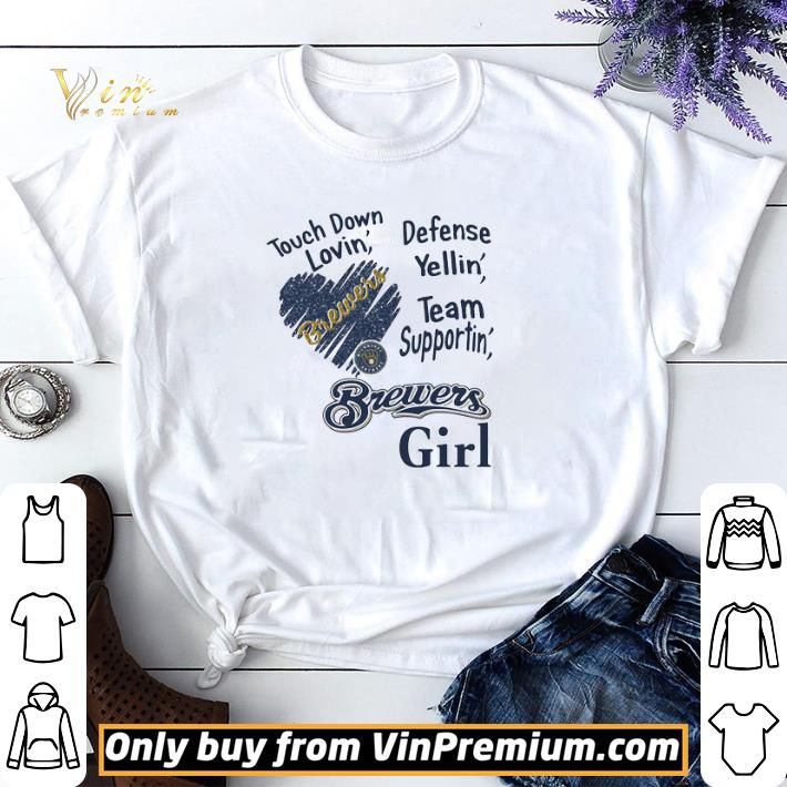 Touch down lovin defense yellin team supporting brewers girl heart shirt sweater