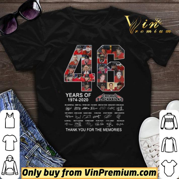 46 years of 1974 2020 chicago blackhawks thank you for the memories signatures shirt sweater