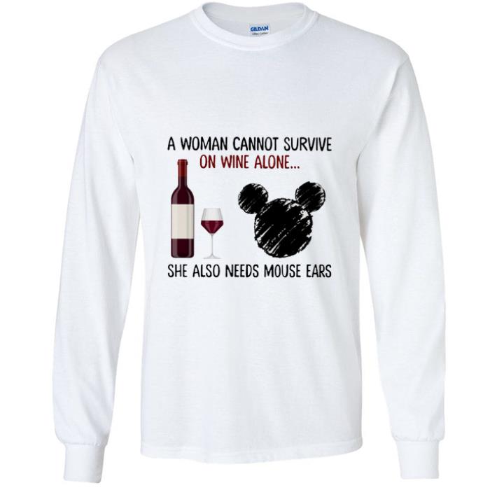 e649e275 official a woman cannot survive on wine alone she also needs mouse ears shirt 4 - Official A Woman Cannot Survive On Wine Alone She Also Needs Mouse Ears shirt