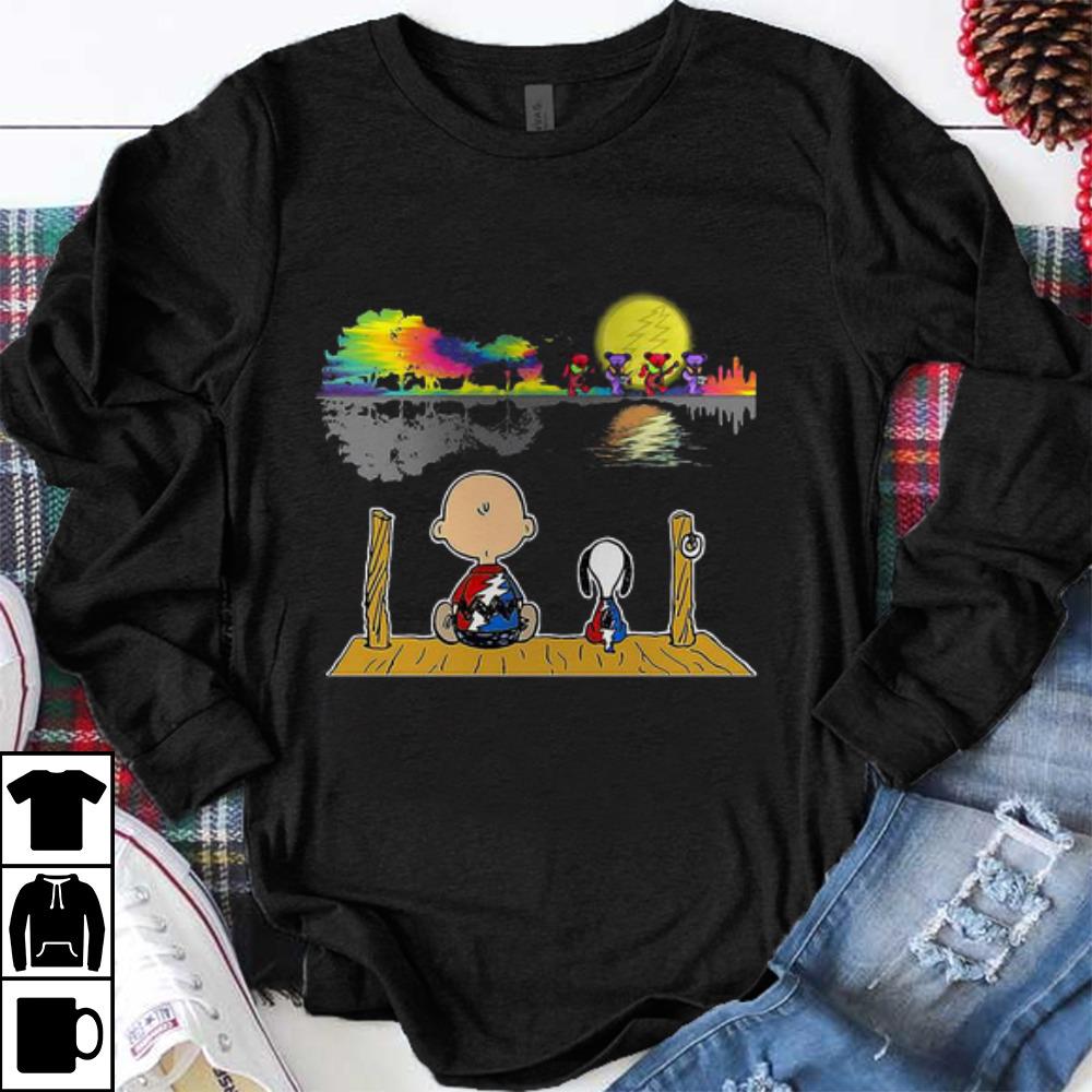 Awesome Snoopy And Charlie Brown Hippie Bear Guitar Lake Grateful Dead shirt