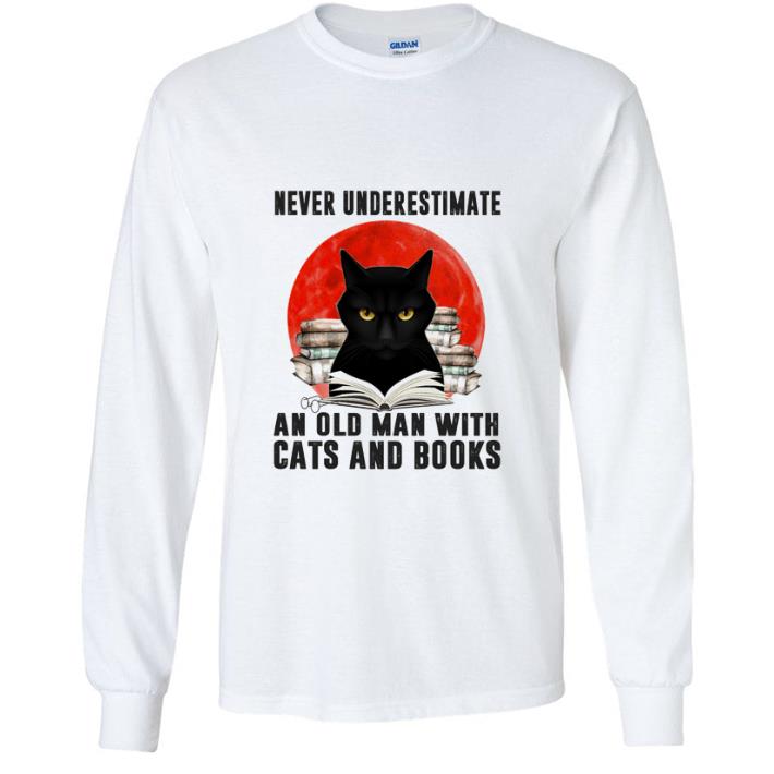 b32d66e4 hot never underestimate an old man and old man with black cats and books sunset shirt 4 - Hot Never Underestimate An Old Man And Old Man With Black Cats And Books Sunset shirt