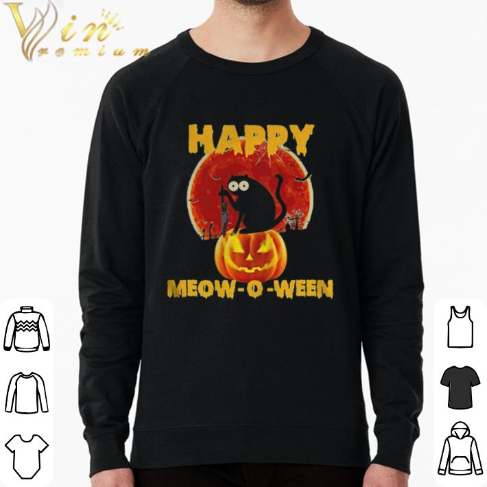 d683cbce premium halloween black cat hold knife happy meow o ween shirt sweater 4 - Premium Halloween Black Cat Hold Knife Happy Meow o ween shirt sweater