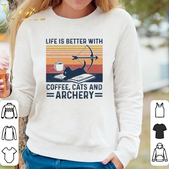 31d134f5 awesome life is better with coffee cats and archery vintage shirt sweater 4 - Awesome Life is better with coffee cats and archery vintage shirt sweater