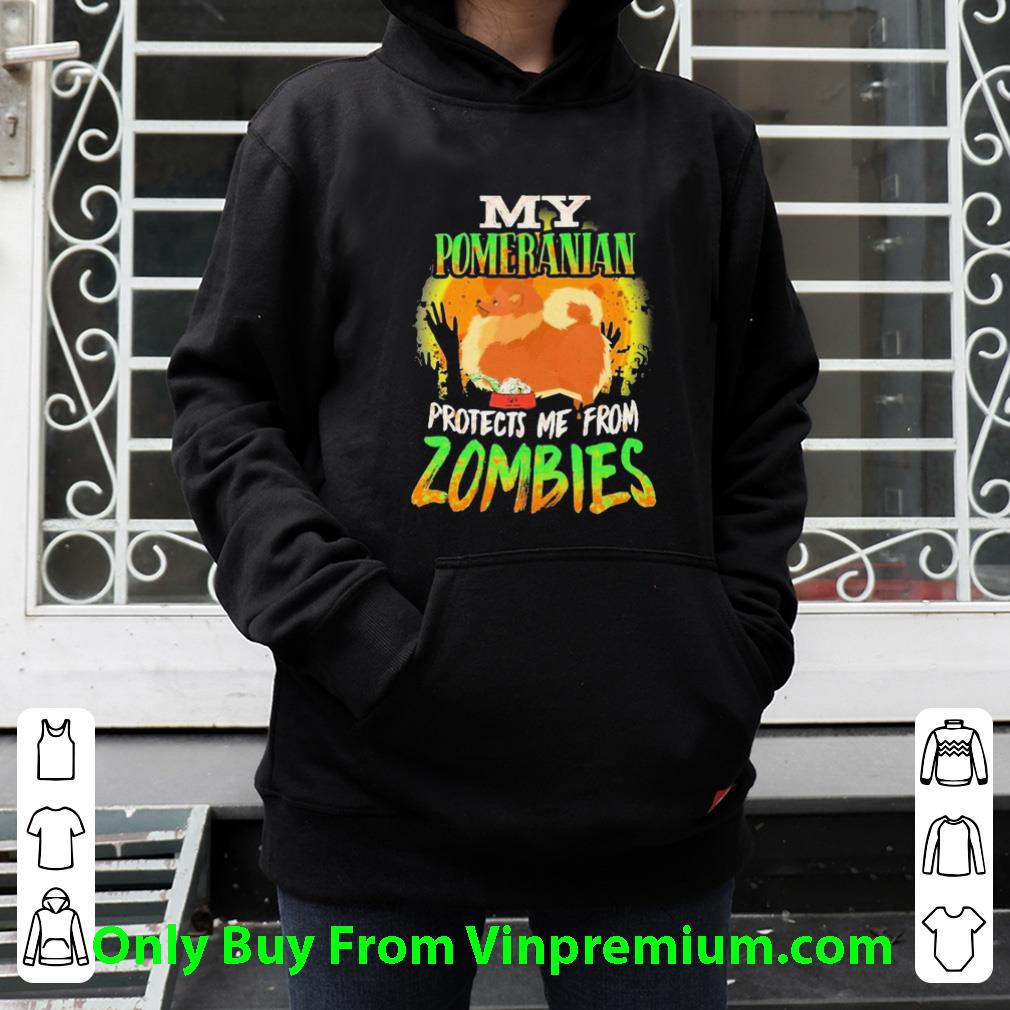 46f6f51f awesome my pomeranian protects me from zombies halloween shirt 4 - Awesome My Pomeranian Protects Me From Zombies Halloween shirt