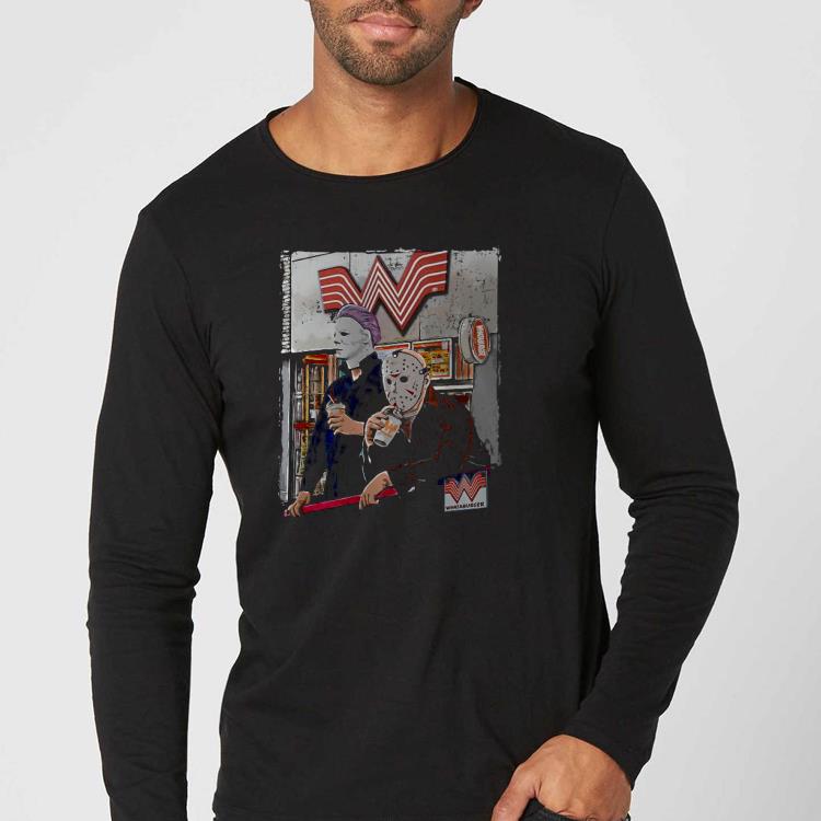 9692a288 michael myers and jason voorhees whataburger shirt 4 - Michael Myers And Jason Voorhees Whataburger Shirt