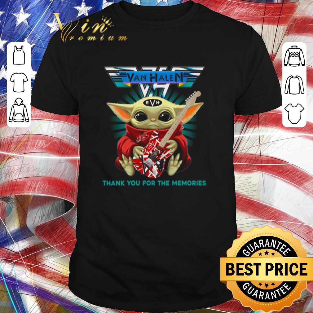 Official Baby Yoda Hug Eddie Van Halen thank you for the memories signatures shirt