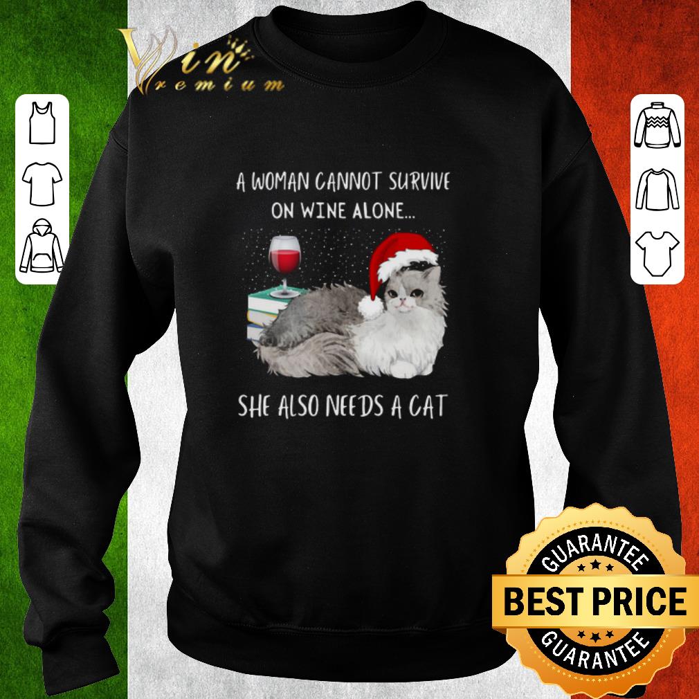 Premium A Woman Cannot Survive On Wine Alone She Also Needs A Cat Christmas shirt 0031659b premium a woman cannot survive on wine alone she also needs a cat christmas shirt 4 - Premium A Woman Cannot Survive On Wine Alone She Also Needs A Cat Christmas shirt