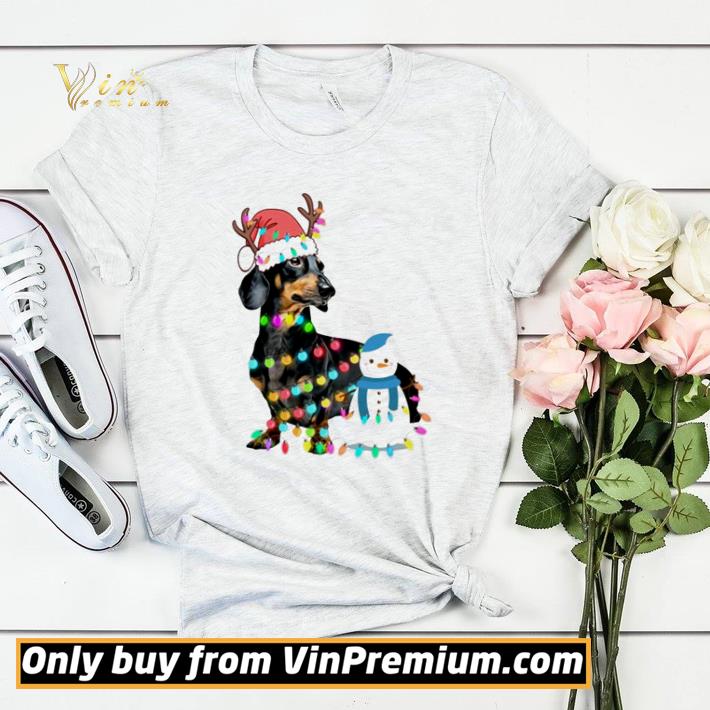 205e1b52 santa reindeer dachshund and snowman christmas light shirt sweater 4 - Santa Reindeer Dachshund and Snowman Christmas light shirt sweater