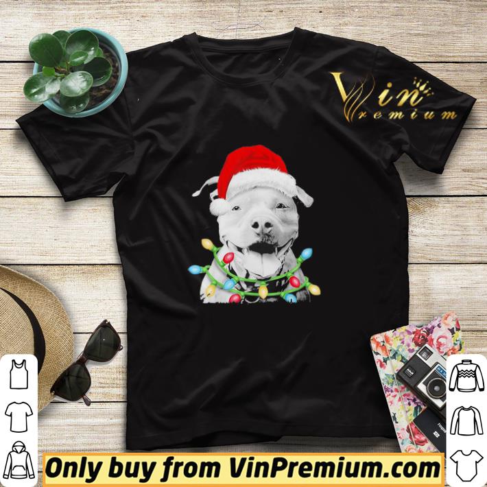 1d2d4a2d pitbull face santa hat light merry christmas shirt sweater 4 - Pitbull face Santa hat light Merry Christmas shirt sweater