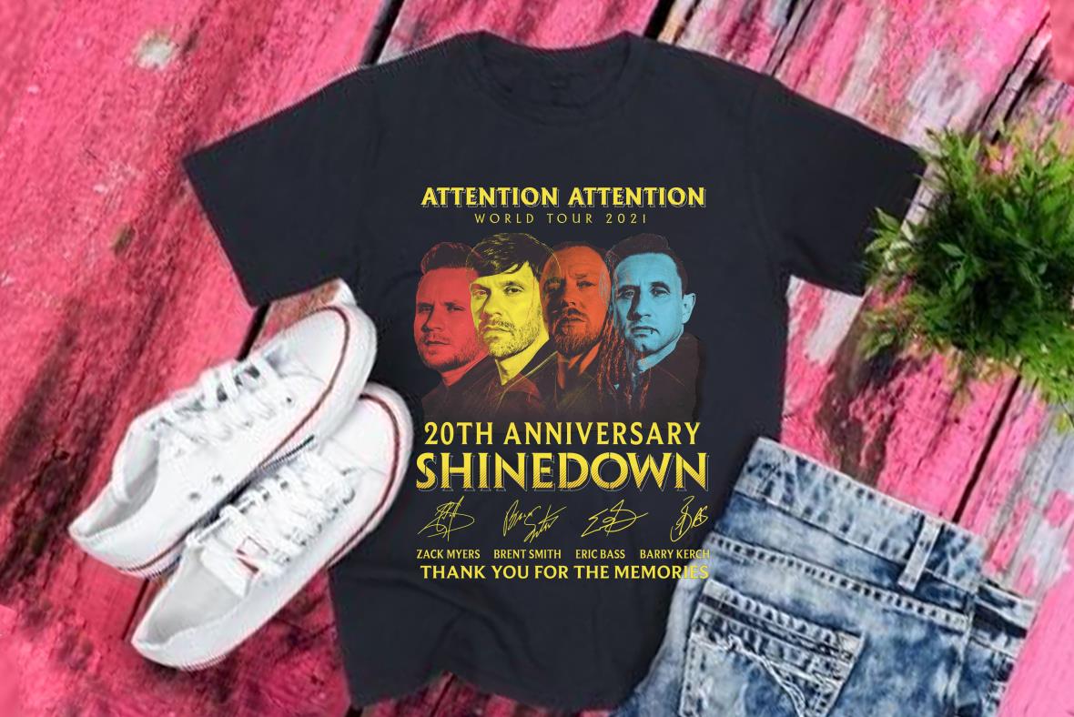 Vintage Attention World Tour Shirt, Attention World Tour 2021 20th Anniversary Shinedown Thank Memories Signatures Shirt