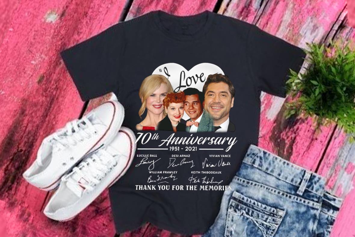 Vintage I Love Lucy 70th Anniversary 1951-2021 Thank You For The Memories Signatures Shirt, Love Lucy Shirt