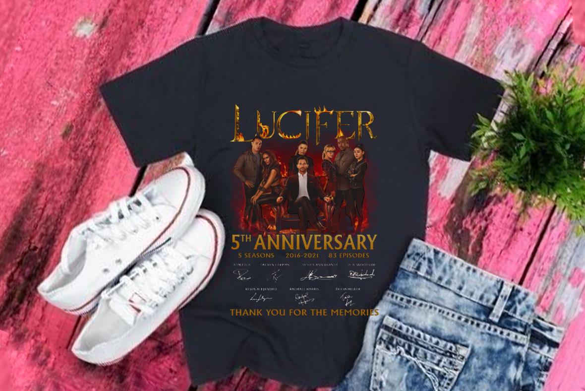 Vintage Lucifer 5th Anniversary Signature Thank You For The Memories Shirt, 5th Lucifer Shirt