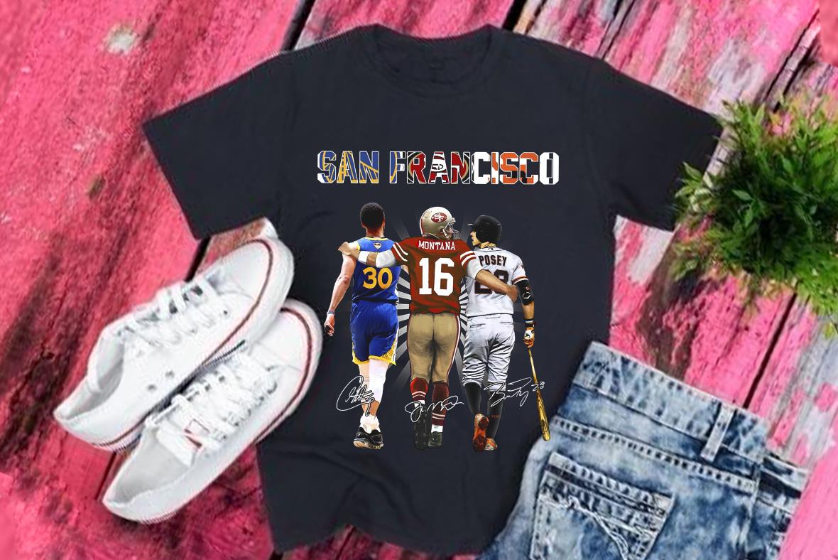 Vintage San Francisco Best Players Curry Montana Posey Signatures Shirt, Best Players Curry Shirt