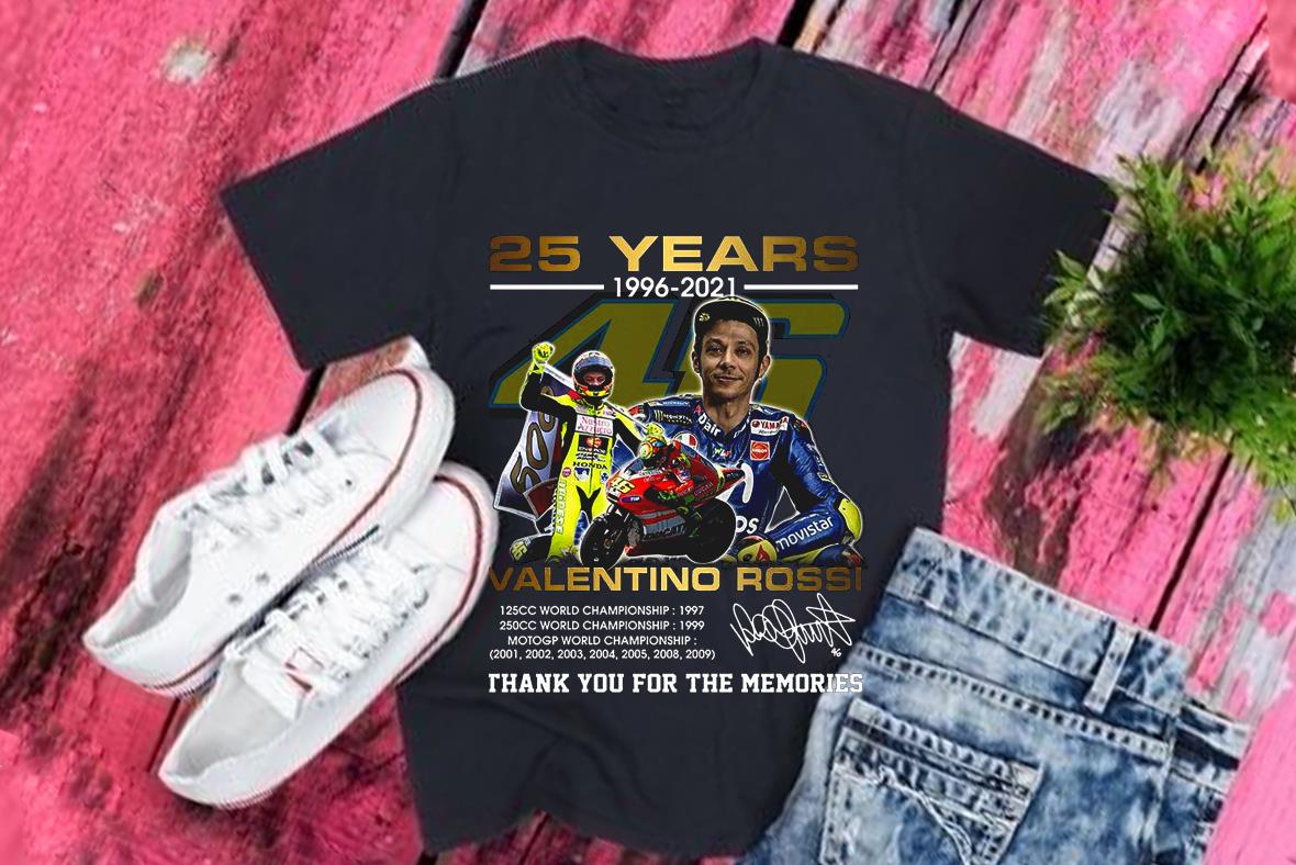Vintage Valentino Rossi 25 Years 1996 2021 Signature Thank You For The Memories Shirt,Valentino Rossi Shirt