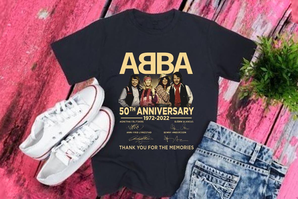 50 Years Abba Shirt, Abba 50 Years 1972 2022 Thank You For The Memories Signatures Shirt