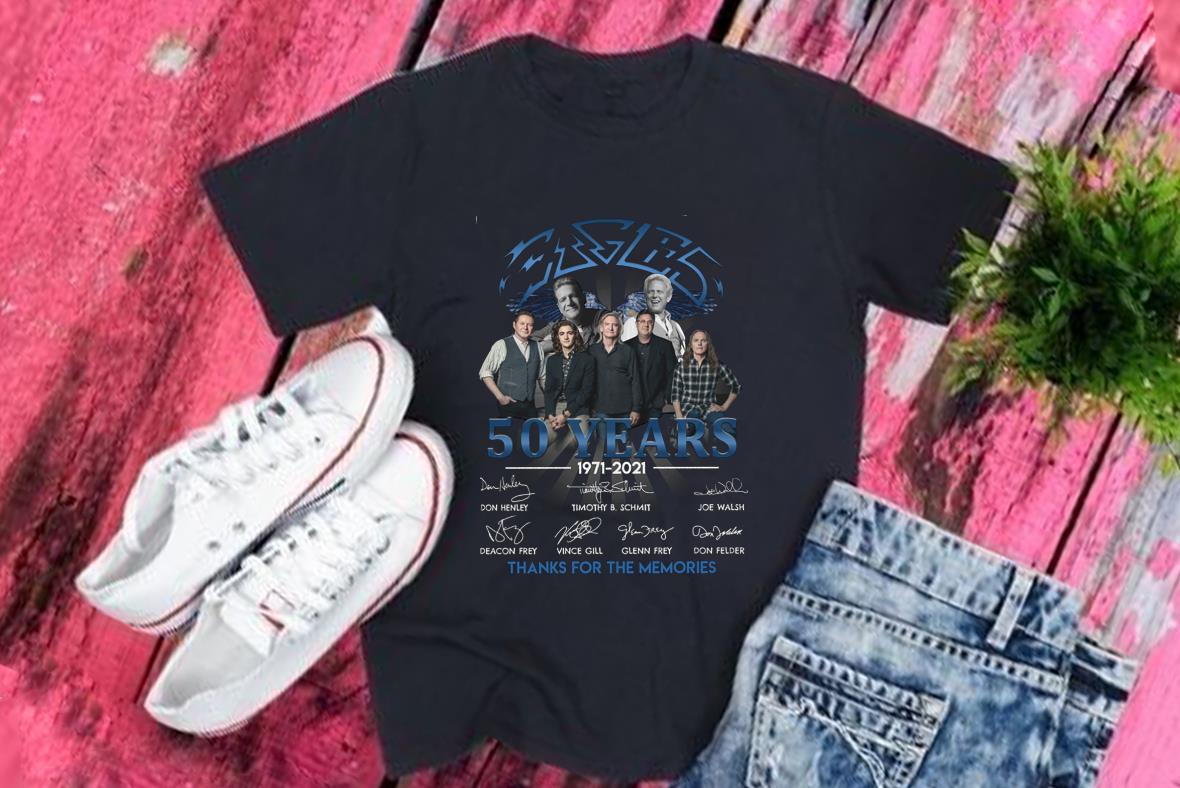 50 Years Eagles Blue 1971 2021 Thank Memories Signatures Shirt, Eagles Incredible 50 Years Blue Shirt