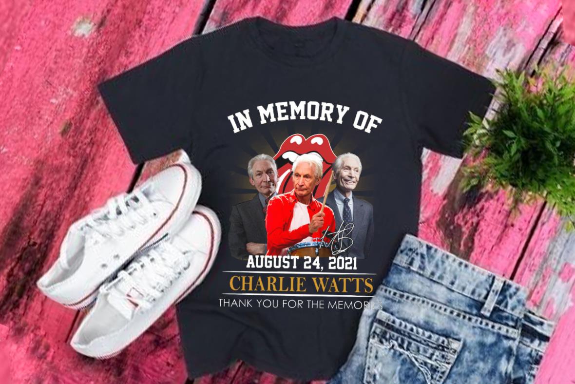 Vintage In Memory Of Charlie Watts August 24 2021 Thank You For The Memories Signature Shirt, Rip Charlie Watts Shirt