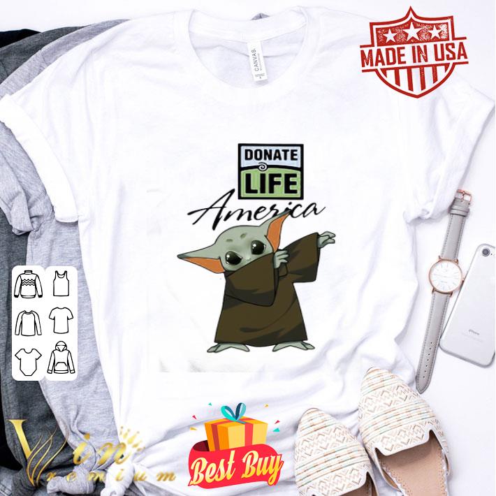 Dabbing baby yoda mask donate life america logo coronavirus shirt