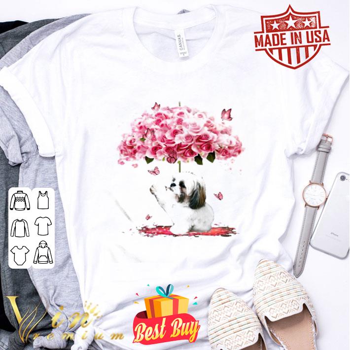 Shih Tzu Roses Flowers Butterfly shirt