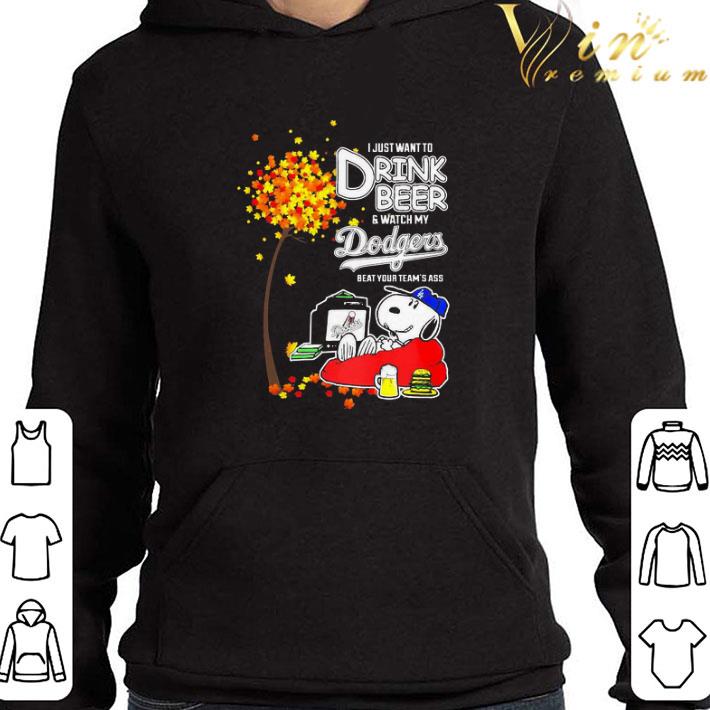 Snoopy I Just Want To Drink Beer And Watch My Los Angeles Dodgers shirt