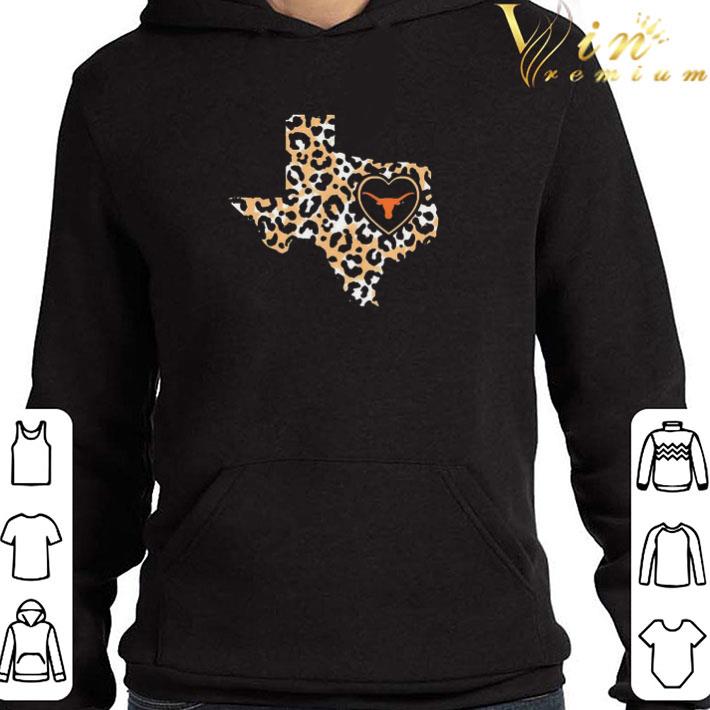 Longhorn Texas Map Leopard Heart Logo shirt