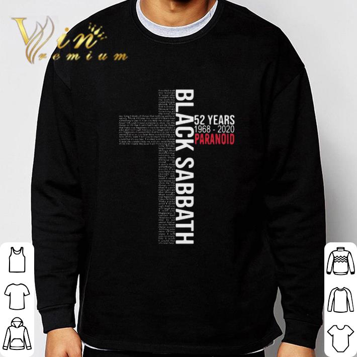 Black Sabbath 52 Years 1968-2020 Paranoid Lyrics shirt