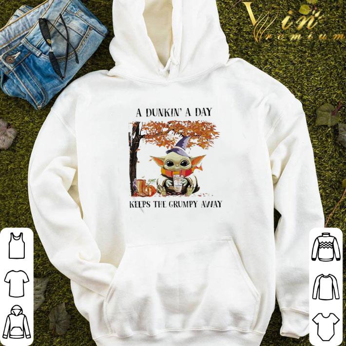 Baby Yoda A dunkin’ a day keeps the grumpy away shirt 3 Baby Yoda A dunkin’ a day keeps the grumpy away shirt