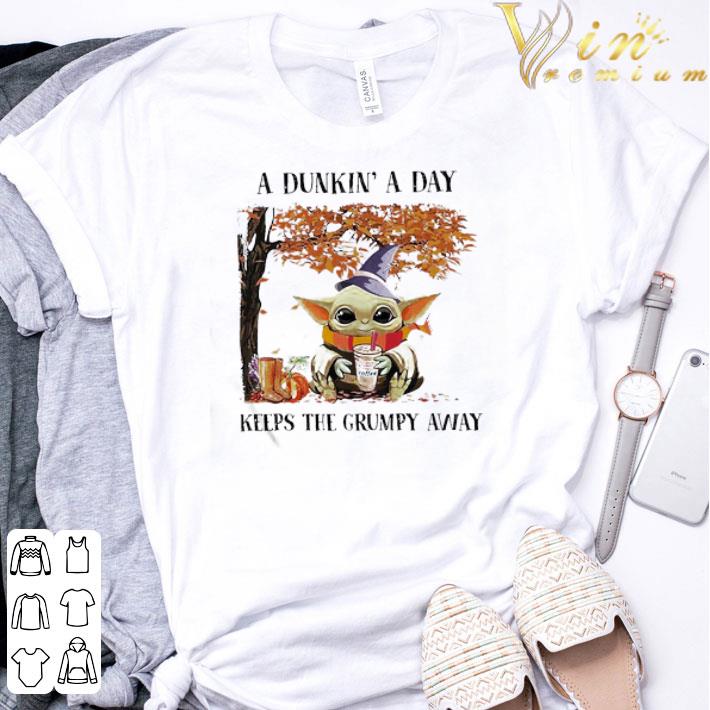 Baby Yoda A dunkin’ a day keeps the grumpy away shirt Baby Yoda A dunkin’ a day keeps the grumpy away shirt 3